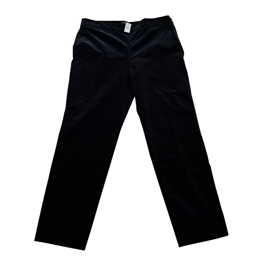 NWT Talbots Slim Ankle Pants Womens 12 Black Velvet Stretchy Work Career Holiday